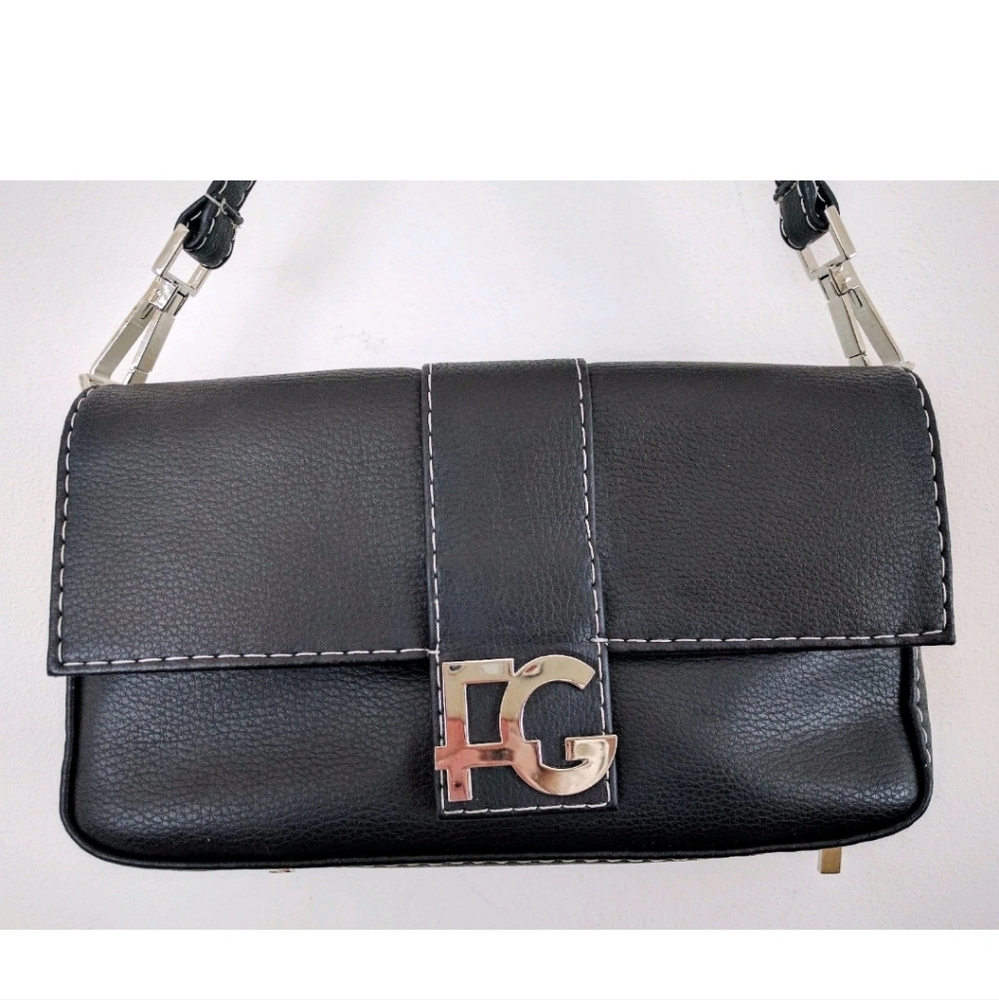 FRANCESCA GUERRERA Black Leather  Purse  Wyth CosmetiClutch Organizer *NEW*